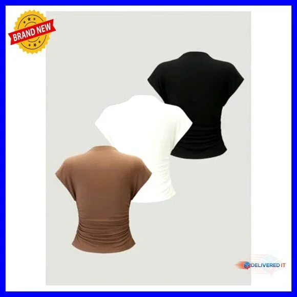 Mock Neck Ribbed Tank Tops 3 Pack Slim Fitted Chic Casual Work Shirts